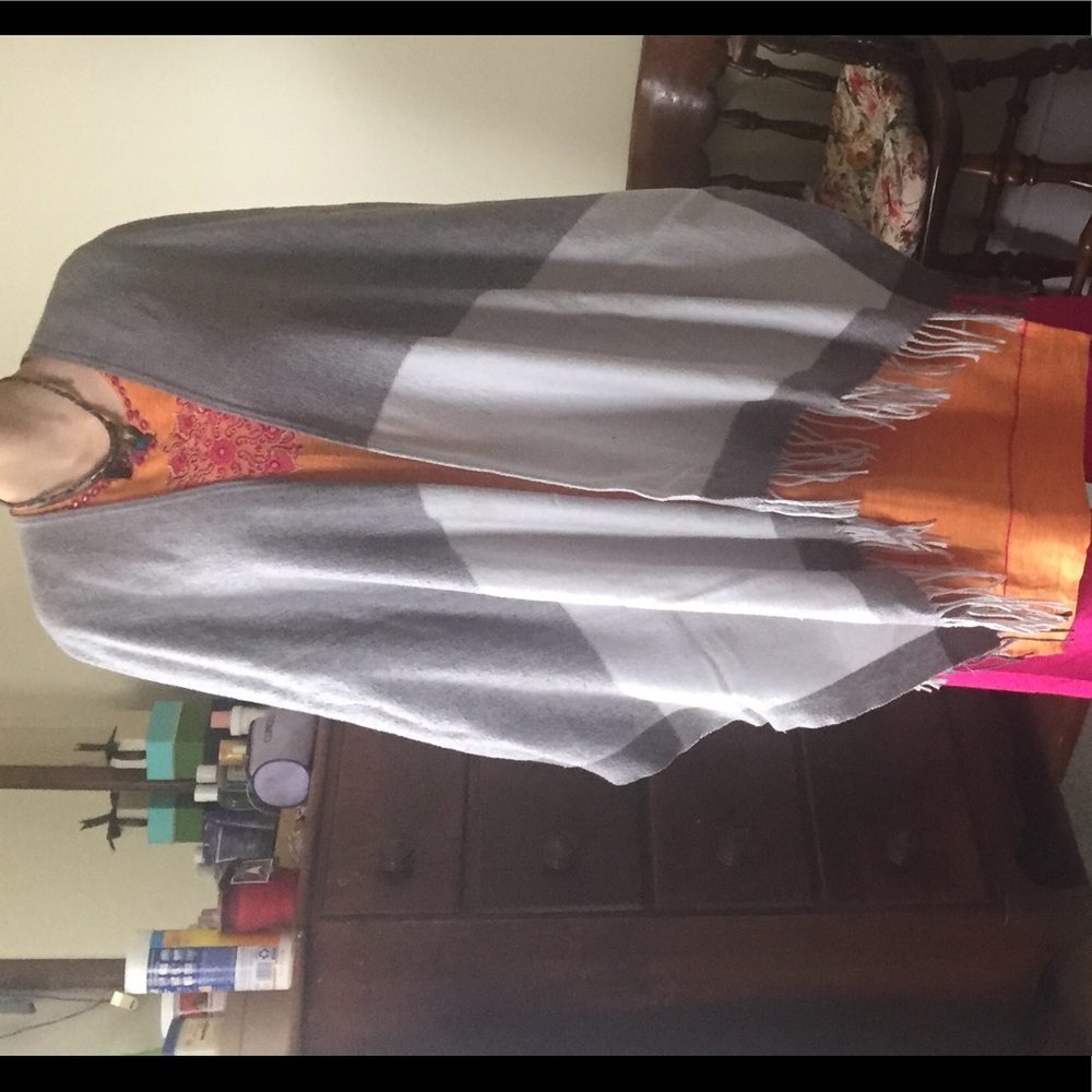 Grey poncho style warm wrap